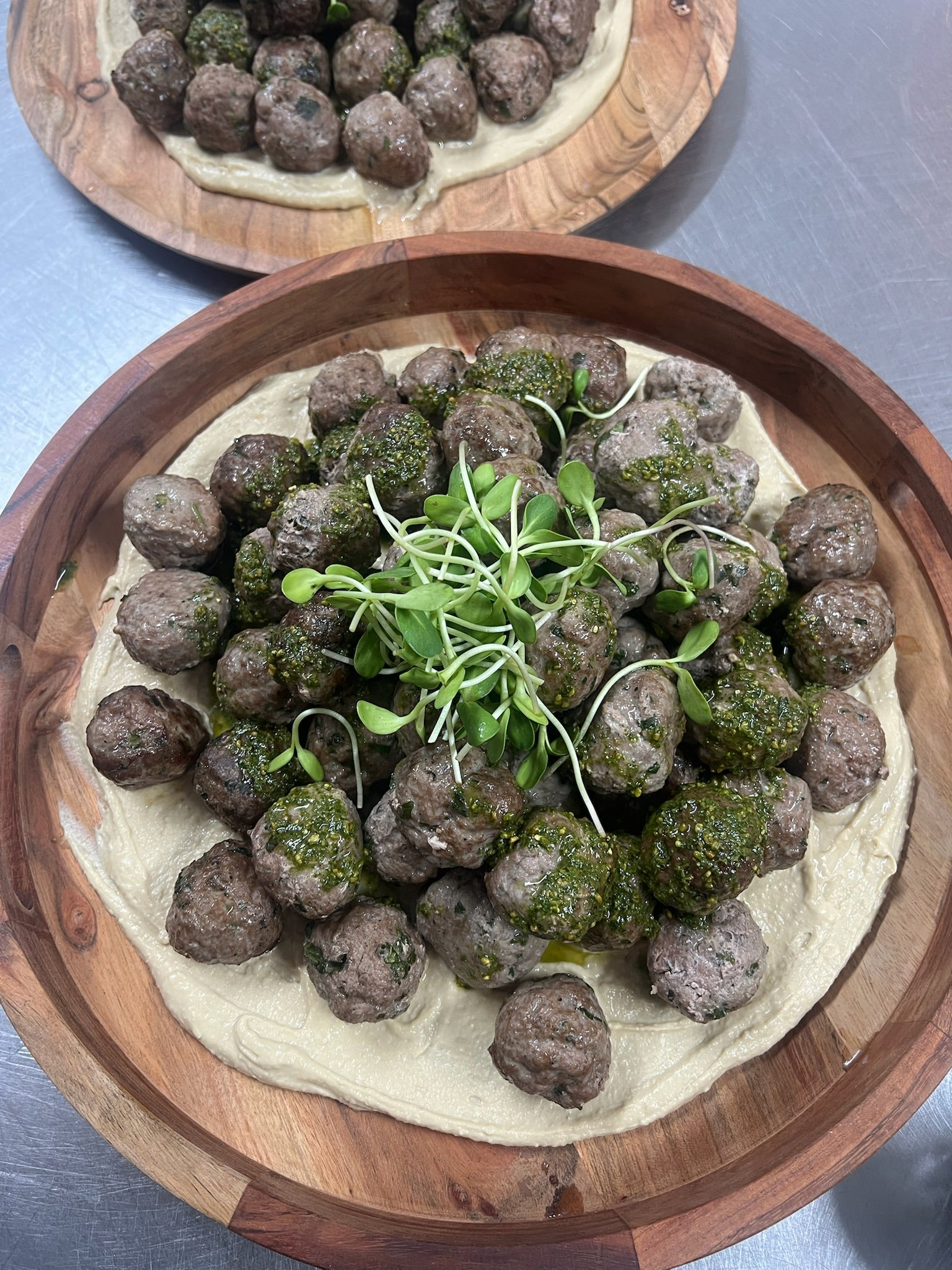 Lamb meatballs with hummus